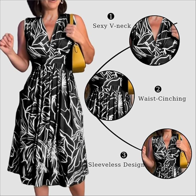 Seaside Elegance - Sleeveless Vacation Dress – image 4