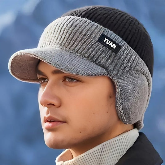 FrostFlex - Stretch Fit Windproof Winter Hat with Visor – Black