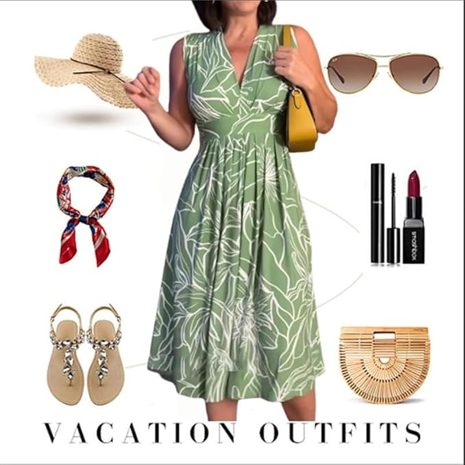 Seaside Elegance - Sleeveless Vacation Dress – image 5