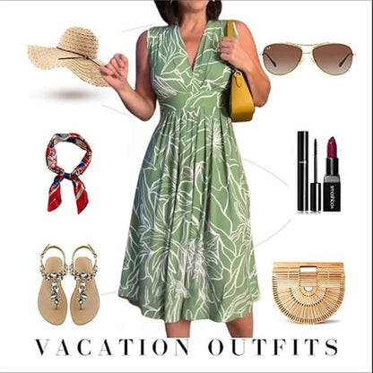 Seaside Elegance - Sleeveless Vacation Dress – image 5