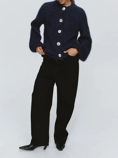 StyleNest – Casual Long Sleeve Navy Cardigan – image 3