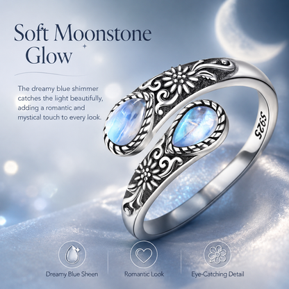 MoonPetal – Elegant Moonstone Bloom Ring – Buy 1 Get 30% OFF