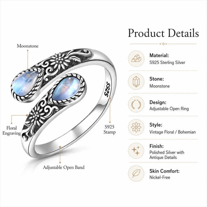 MoonPetal – Elegant Moonstone Bloom Ring – image 8