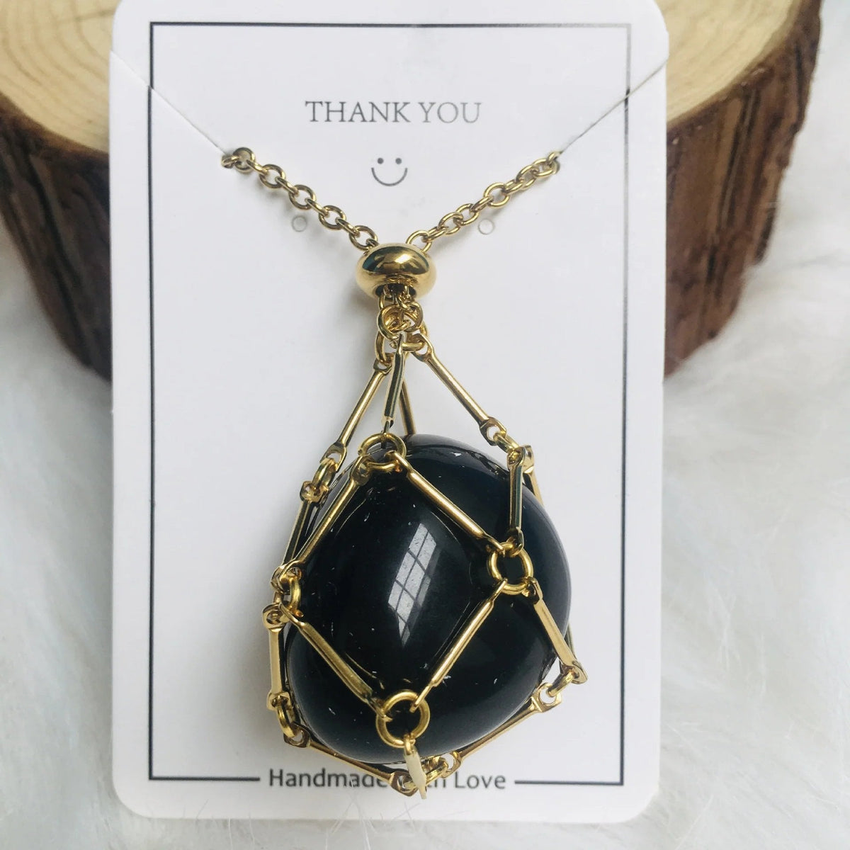 SoulBound - Natural Healing Crystal Necklace – Black Onyx / Gold
