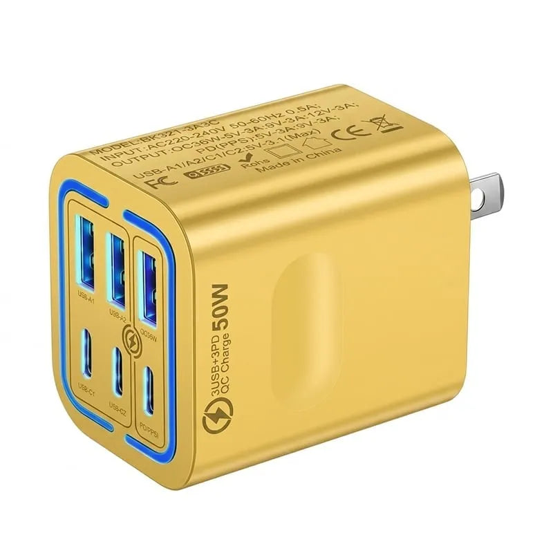 QuickPulse – Multi Port Fast Charger – US Plug, Yellow