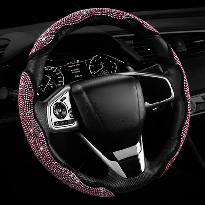 LuxiDrive – Crystal Studded Steering Wheel Cover – Pink / 3pcs