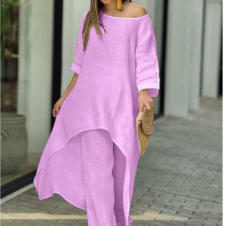 PureComfort Set – Round Neck Two-Piece Wear – Pink / UK 8-10/S