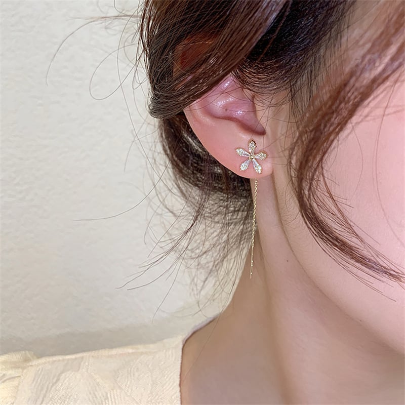 BloomSpark – Shiny Diamond Flower Earrings – image 5