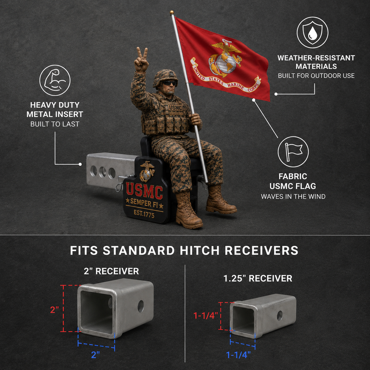PatriotPulse – USMC Brotherhood Hitch Guard – image 4