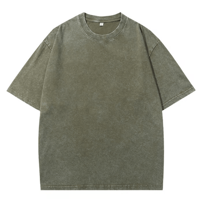 Oversoul – Relaxed Fit Acid Wash Tees – Green / S（88.0 lbs ~110.0 lbs ）