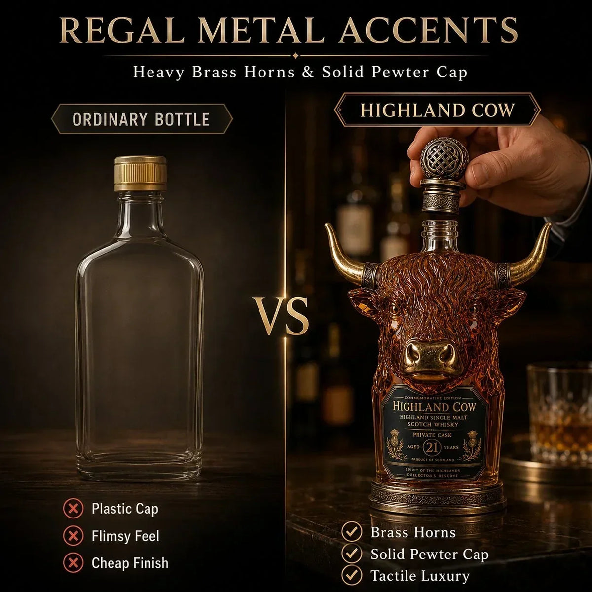 RegalHorn – Luxury Highland Cow Whisky Decanter – image 3