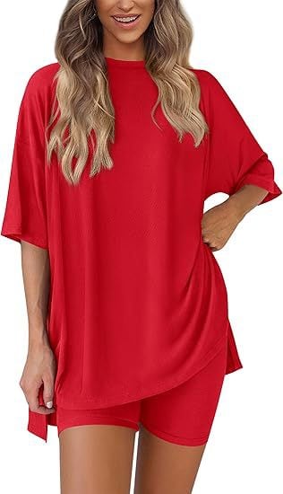 ComfiChic - Two Piece Relaxed Fit Set – Red / S