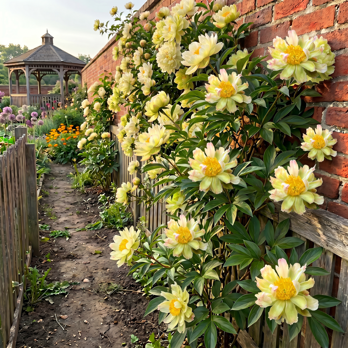 Rare Climbing Peony BulbsBig Full Blooms, Cold Hardy Perennial, Easy to Grow Garden Favorite – Green Lotus / 5 Bulbs