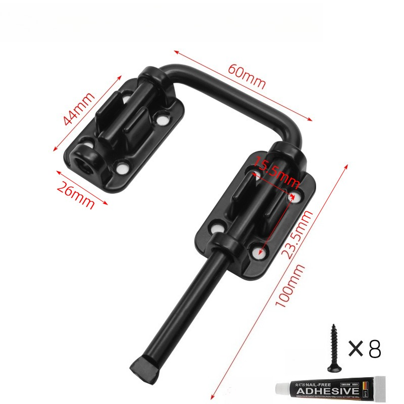 SafeSlide – Easy Lock Door Latch System – Matte Black / No-Drill Adhesive