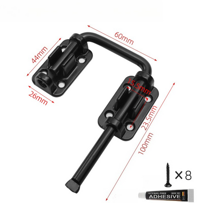 SafeSlide – Easy Lock Door Latch System – Matte Black / No-Drill Adhesive