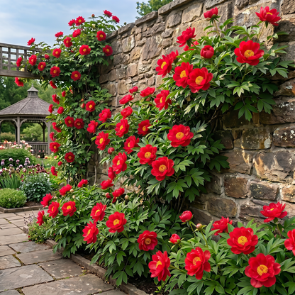 Rare Climbing Peony BulbsBig Full Blooms, Cold Hardy Perennial, Easy to Grow Garden Favorite – Flame / 5 Bulbs