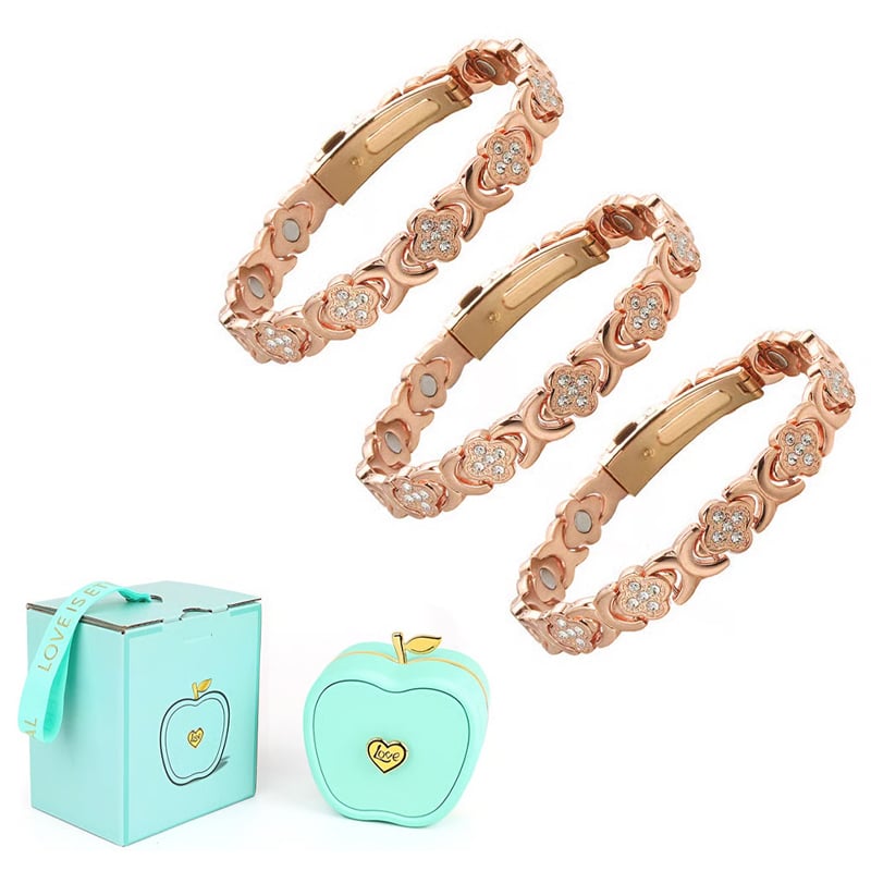BloomGrace – Flower Copper Bracelet Elegant Style – 3 Bracelets + 3 Turquoise apple box