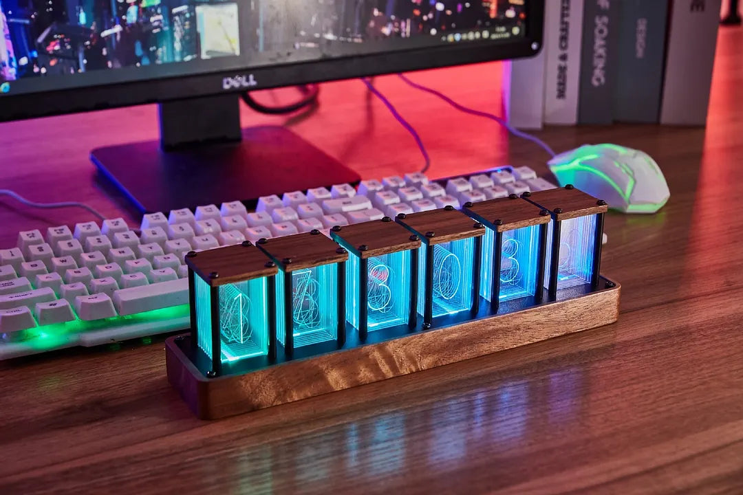 Nixora Light – RGB Time Display Clock – Six-grid finished product