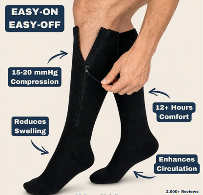 ZipFit – Sports Zipper Compression Socks – Black / S/M / Classic