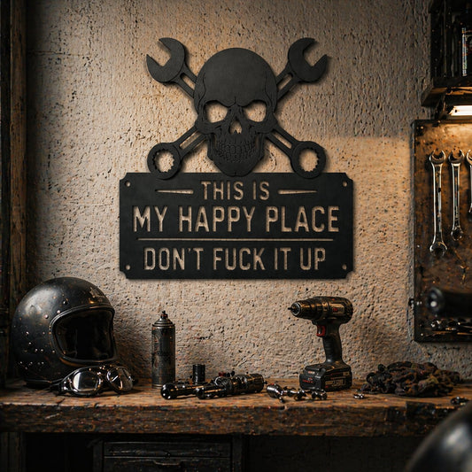 ForgeVibe – “This Is My Happy Place” Metal Wall Art Sign – S 8“