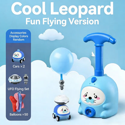 BalloonBoom – Fun Outdoor Launcher Toy Set – 2 Blue Seal Cars+2 UFO Flying Sets+50 Balloons