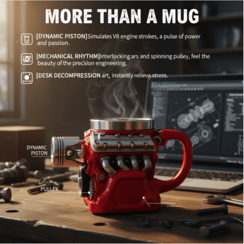 Ultimate V8 Engine Stainless Steel 3D Mug & A Gearhead's Dream – image 5