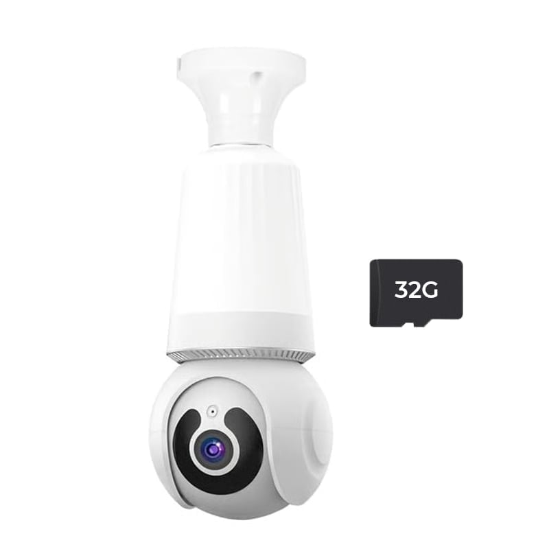 LumiGuard – Wireless Smart Bulb Security Camera – 300W-UltraHD+32GB Memory Card