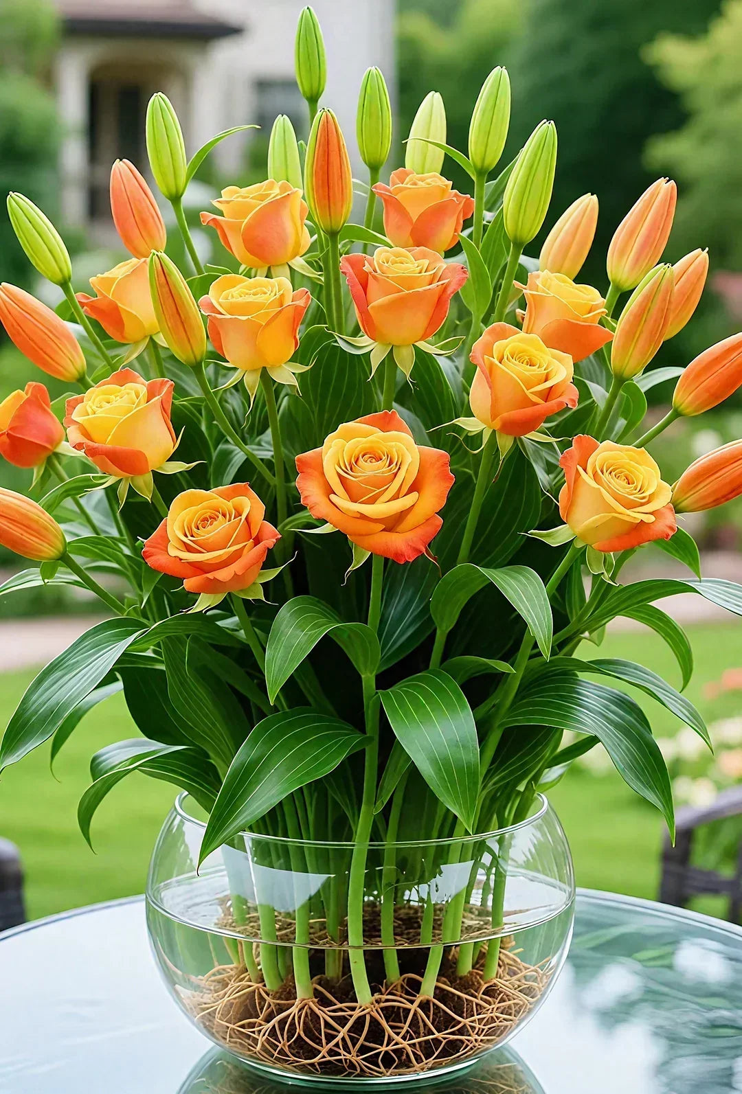 Hydroponic Roses – Bloom Without Soil! – Bicolor Orange & Yellow / 6 Bulbs (Buy 4 Free 2)