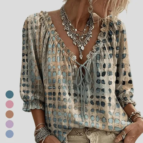 ModaDots – Lace Up Casual Blouse – image 5