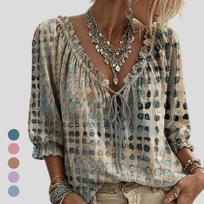 ModaDots – Lace Up Casual Blouse – image 5