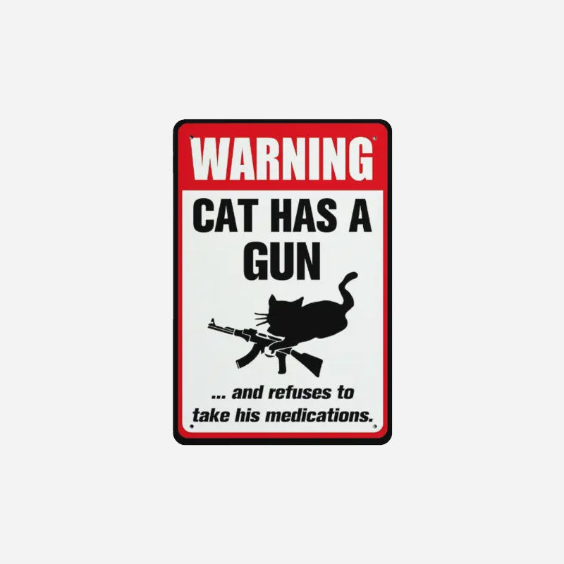 WittyGuard – Funny Dog Warning Sign – Cat / S（6*8in）