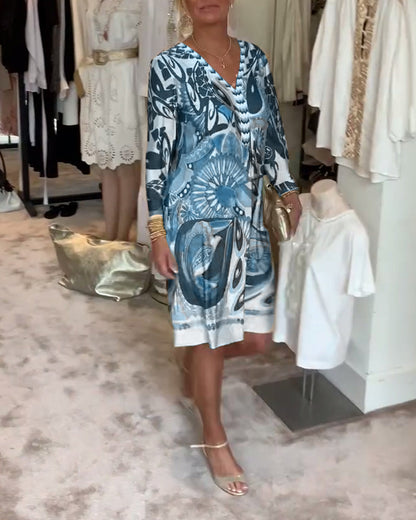 AureliaVee – Retro Print Casual Dress – image 10