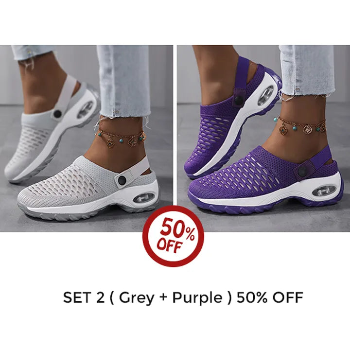 VistaWalk – Pressure-Reducing Orthopedic Clogs – Set 2 (Grey + Purple) / 5.5