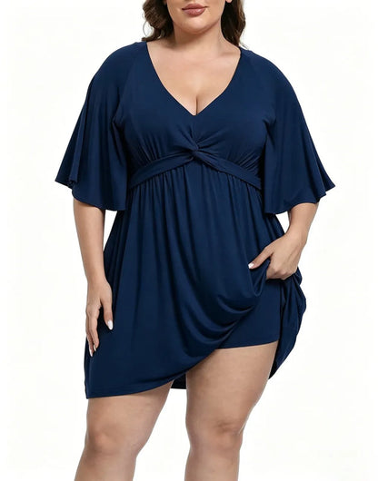 CurvaBelle – Plus Size Romper Dress – Navy blue / XS