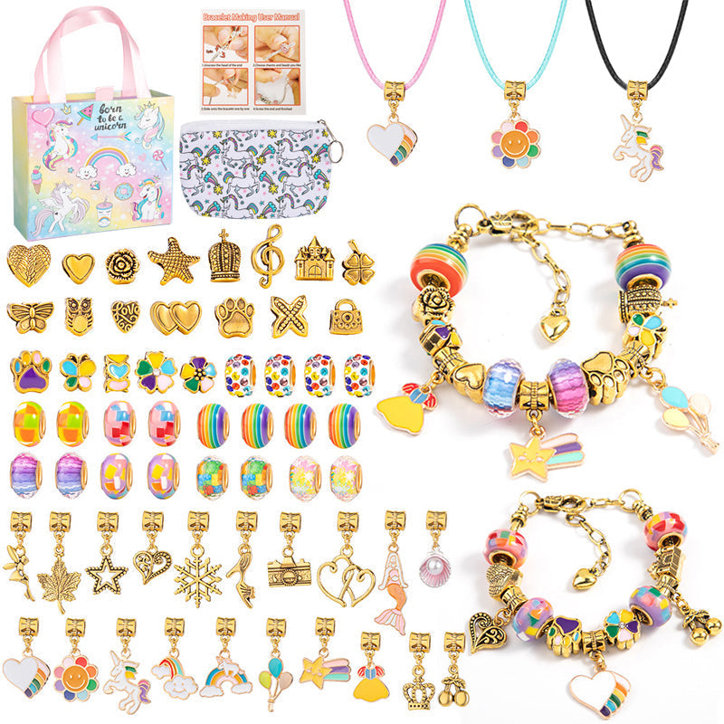 Charmella – Girls Charm Bracelet Making Kit – Colorful-Gold