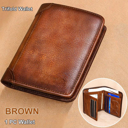 LumeVault – Premium Top-Grain Leather Security Wallet – Brown