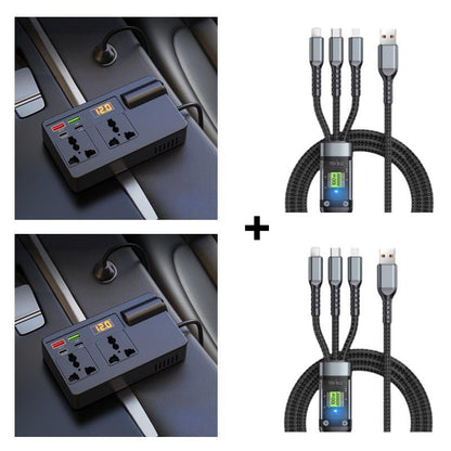CarvaVolt - Digital Display Power Inverter – Black ( With Voltage Display) / With Fast Charging Cable / Buy 2