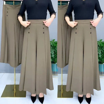 BelleFlow – Flattering Wide Leg Comfort Trousers – Brown / XS