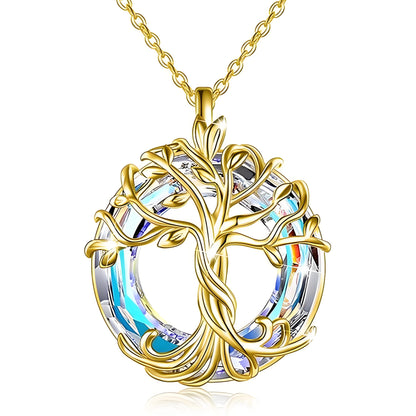 CelestiaTree – Elegant Mother’s Day Crystal Necklace – Gold-Purple Crystal