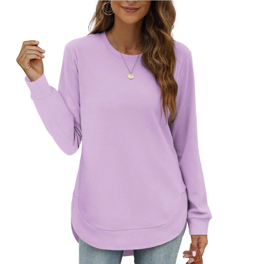 CurveFit – Soft Crewneck Sweatshirt All Day Comfort – Purple / S