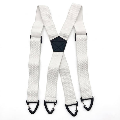 LockFit Elite – 4-Clip Suspenders – White / X-Shaped Style