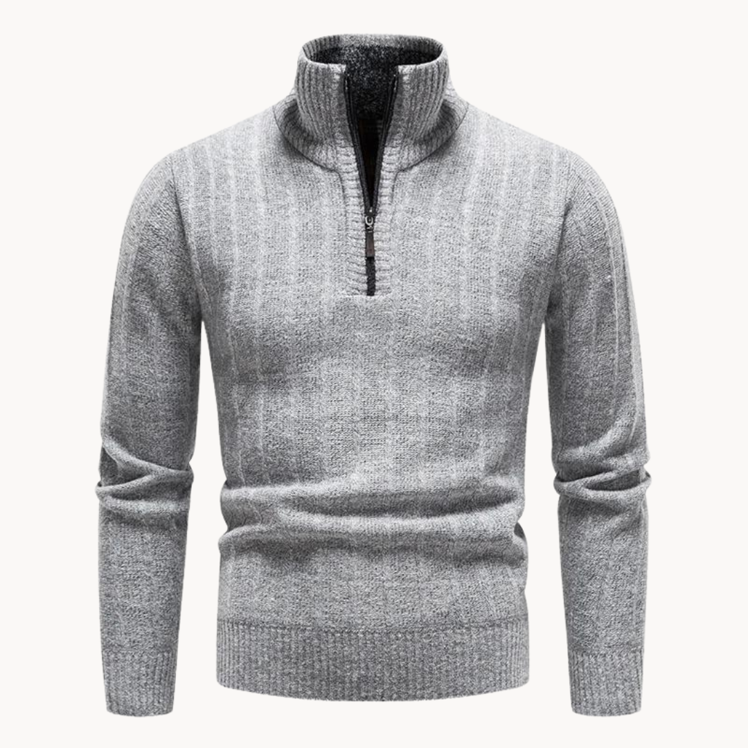 Freddie Quarter Zip Sweater – Light Gray / S