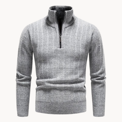 Freddie Quarter Zip Sweater – Light Gray / S