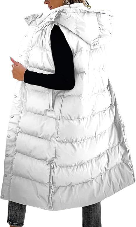 QuiltChic – Women's Long Puffer Vest with Hood – image 2