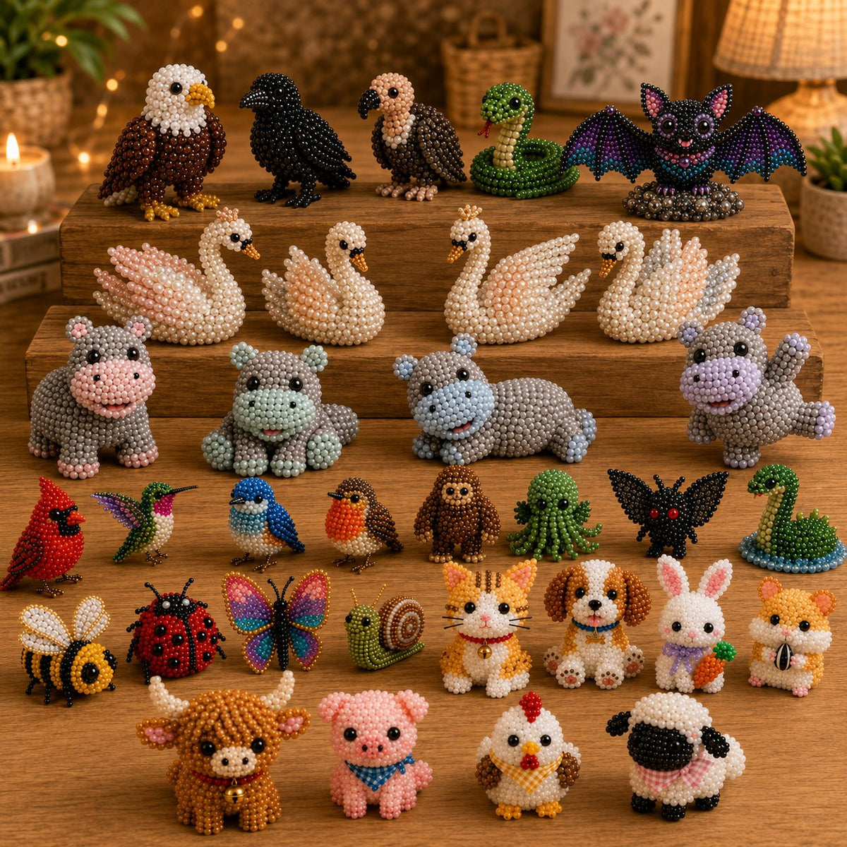 BeadCraft Mini – Tiny 3D Beaded Animal DIY Kit – 11-Piece Set ( 41 Animals & 30% Off &Free shipping)