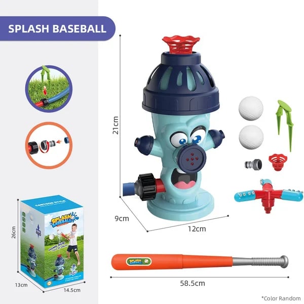 AquaSwing – Fun Water Spray Baseball Game Toy – Fire Hydrant / Upgraded 360° Roating Sprinkler Baseball Set