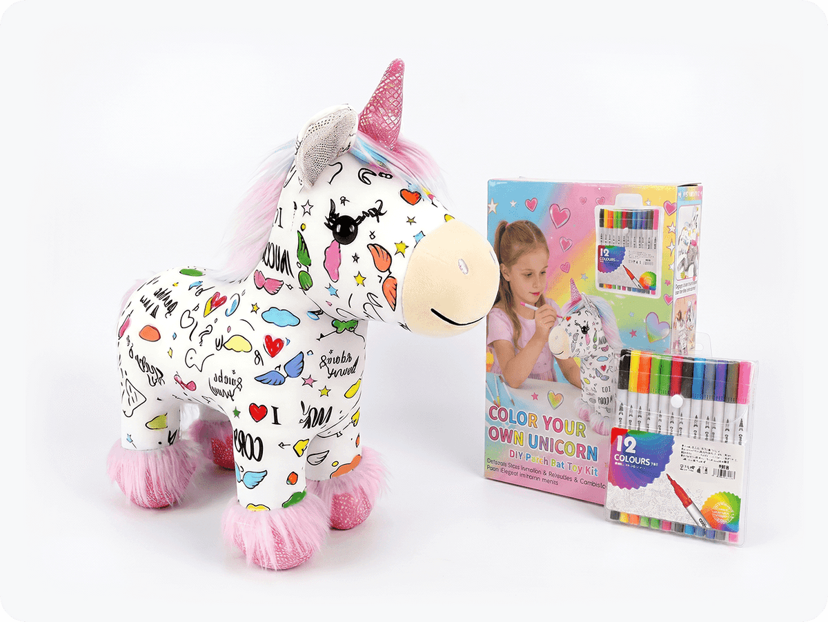 ColorCuddle – DIY Unicorn Plush Kit – Unicorn Muppet / with 12-color brush / 1 Pc