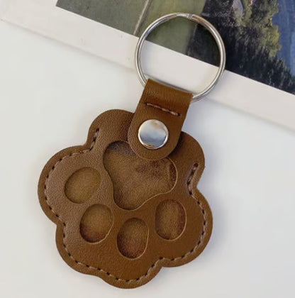 FurTag – Paw Shaped Leather Keychain – Brown