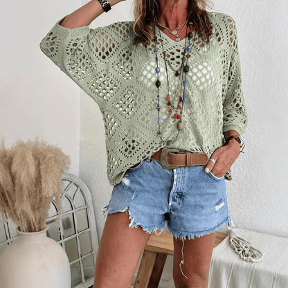 LunaCrochet – Summer Bohemian Top – Green / S