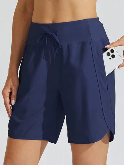 AthletiQ – Women’s Active High Rise Running Shorts – Navy / XS